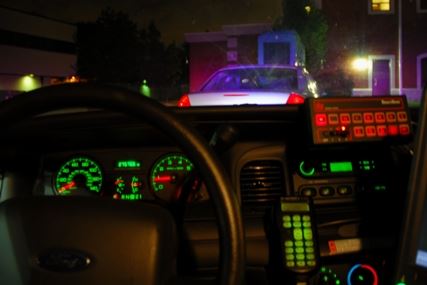 The Dashboard if a police vehicle. 